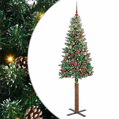 Slanke Kerstboom Groen 210 cm PVC en massief dennenhout