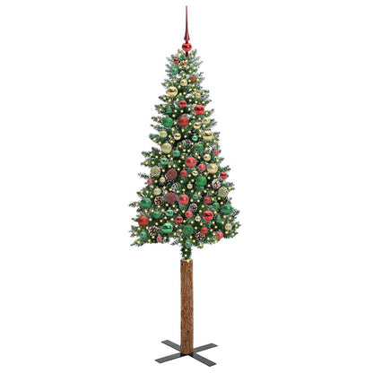 Slanke Kerstboom Groen 210 cm PVC en massief dennenhout