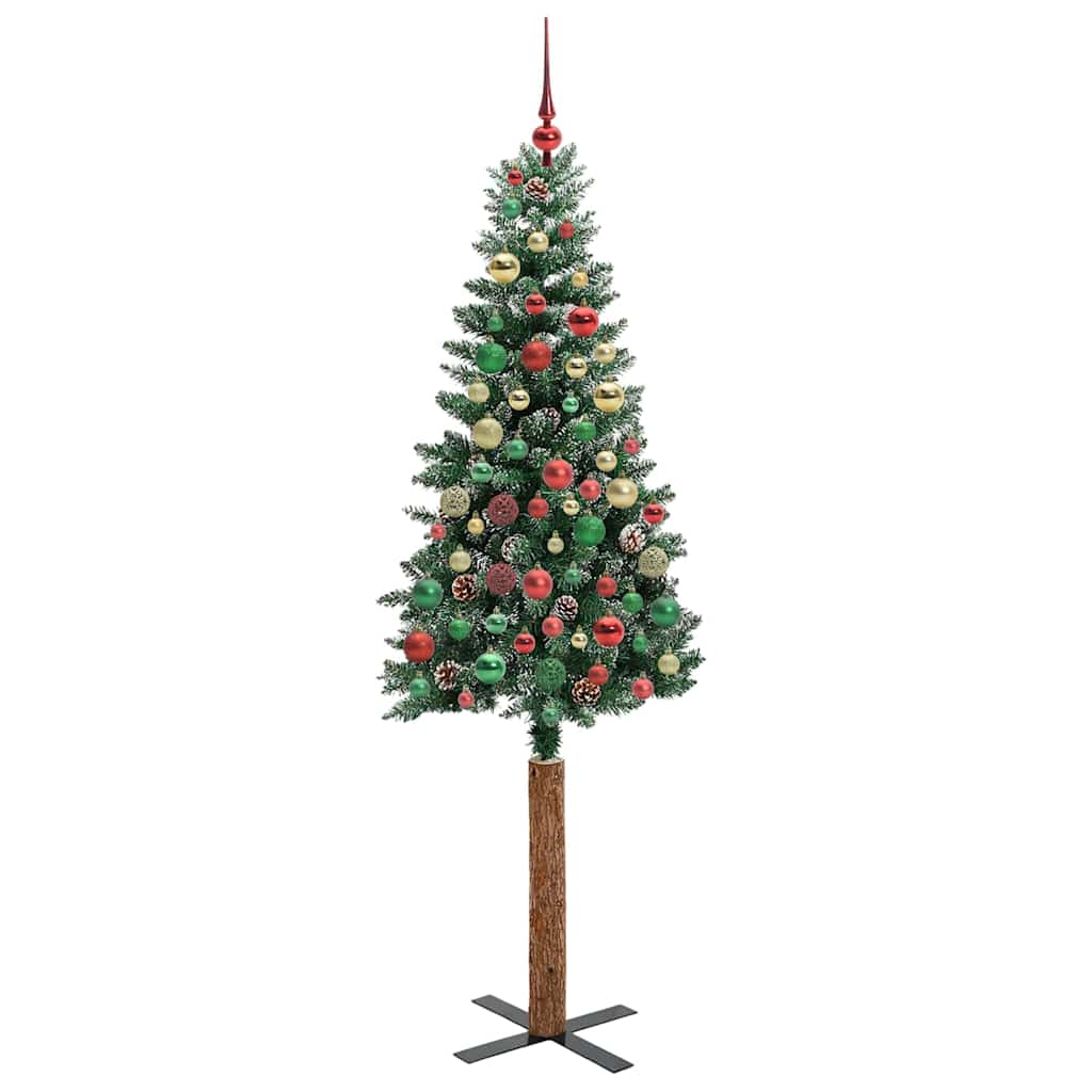 Slanke Kerstboom Groen 210 cm PVC en massief dennenhout