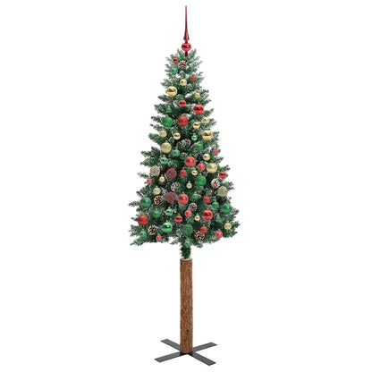 Slanke Kerstboom Groen 210 cm PVC en massief dennenhout