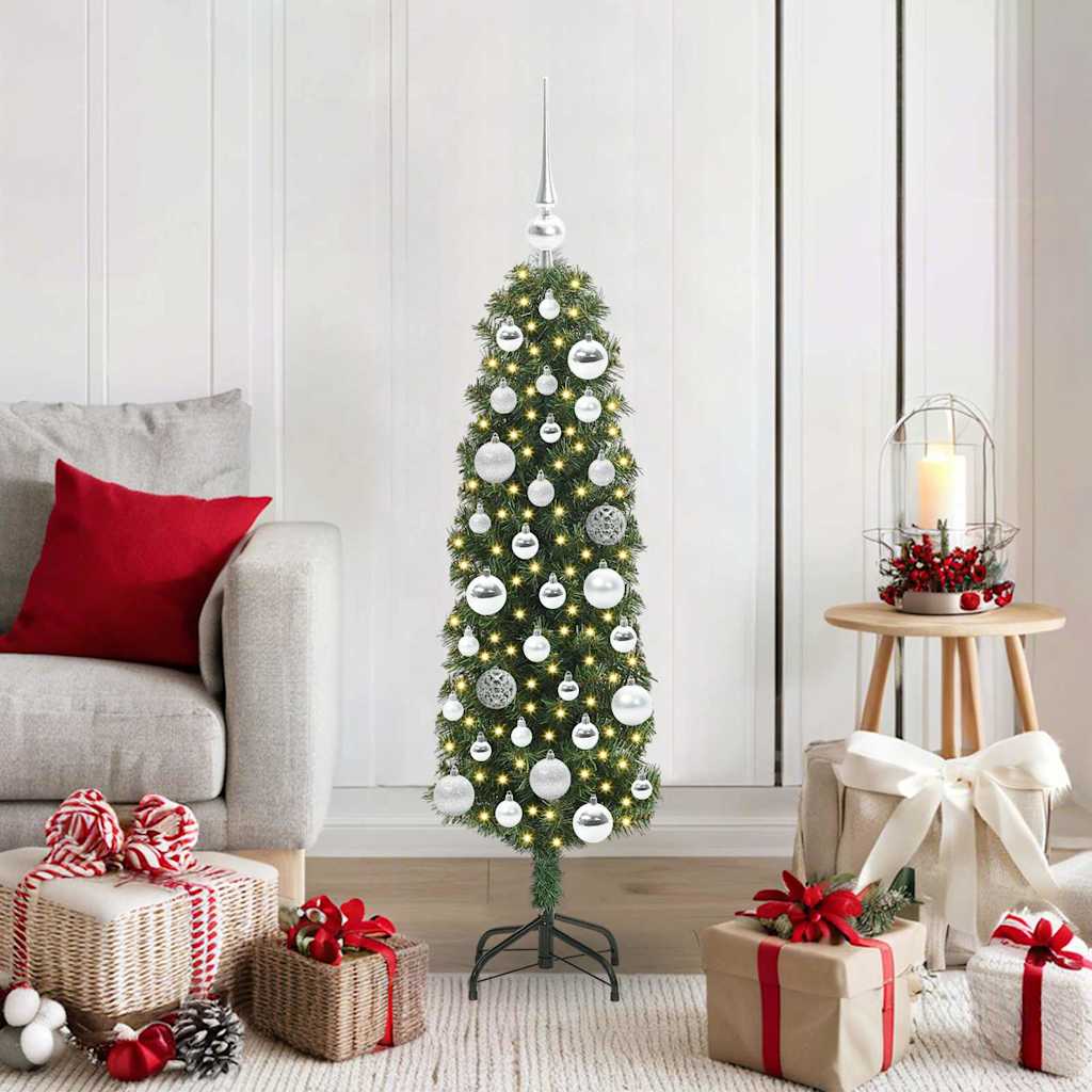 Kunstkerstboom Groen 120 cm PVC en Staal en Kunststof