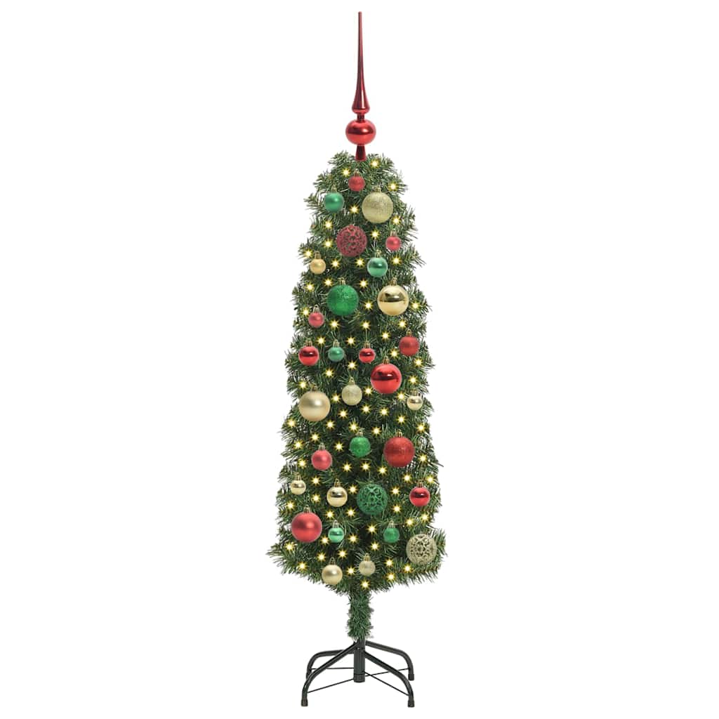 Kunstkerstboom Groen 120 cm PVC en Staal en Kunststof