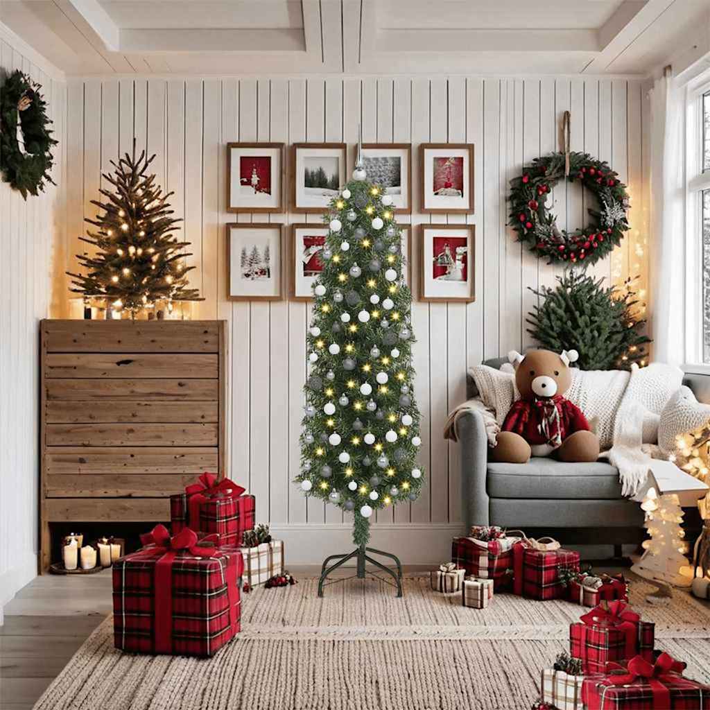 Kunstkerstboom Groen 180 cm PVC en Staal en Kunststof