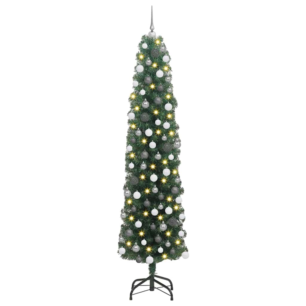 Kunstkerstboom Groen 180 cm PVC en Staal en Kunststof