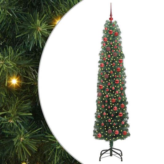 Kunstkerstboom Groen 180 cm PVC en Staal en Kunststof