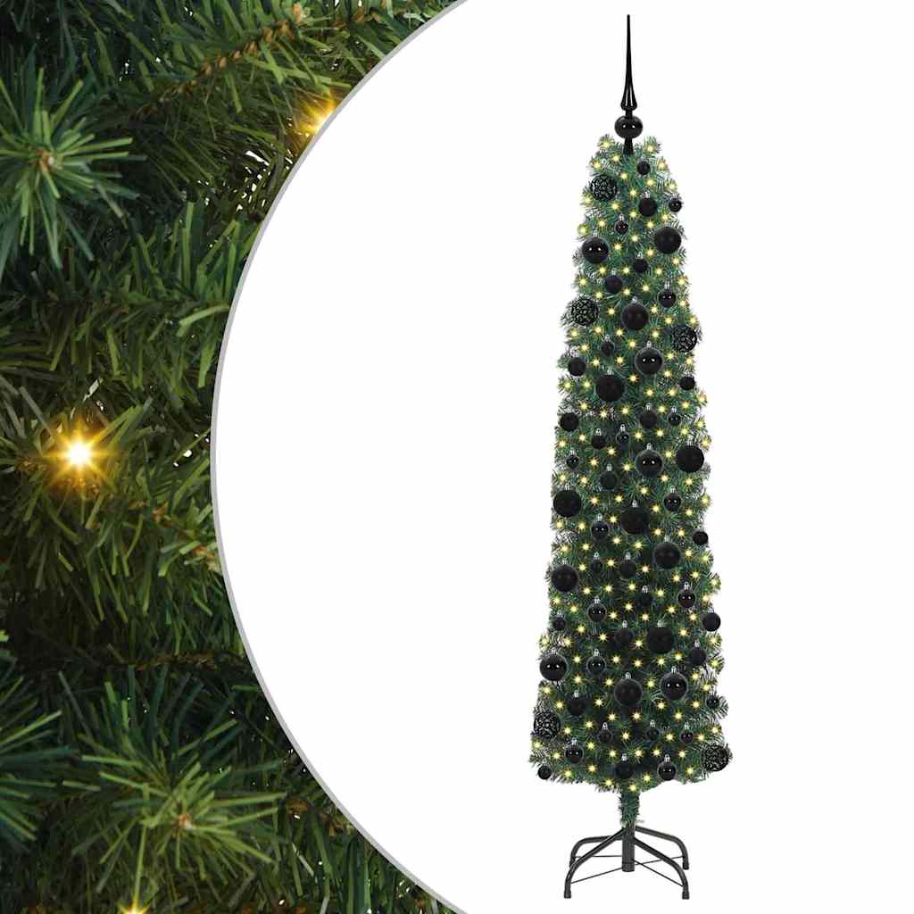 Kunstkerstboom Groen 180 cm PVC en Staal en Kunststof