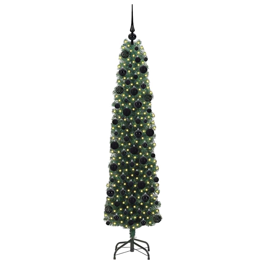 Kunstkerstboom Groen 180 cm PVC en Staal en Kunststof