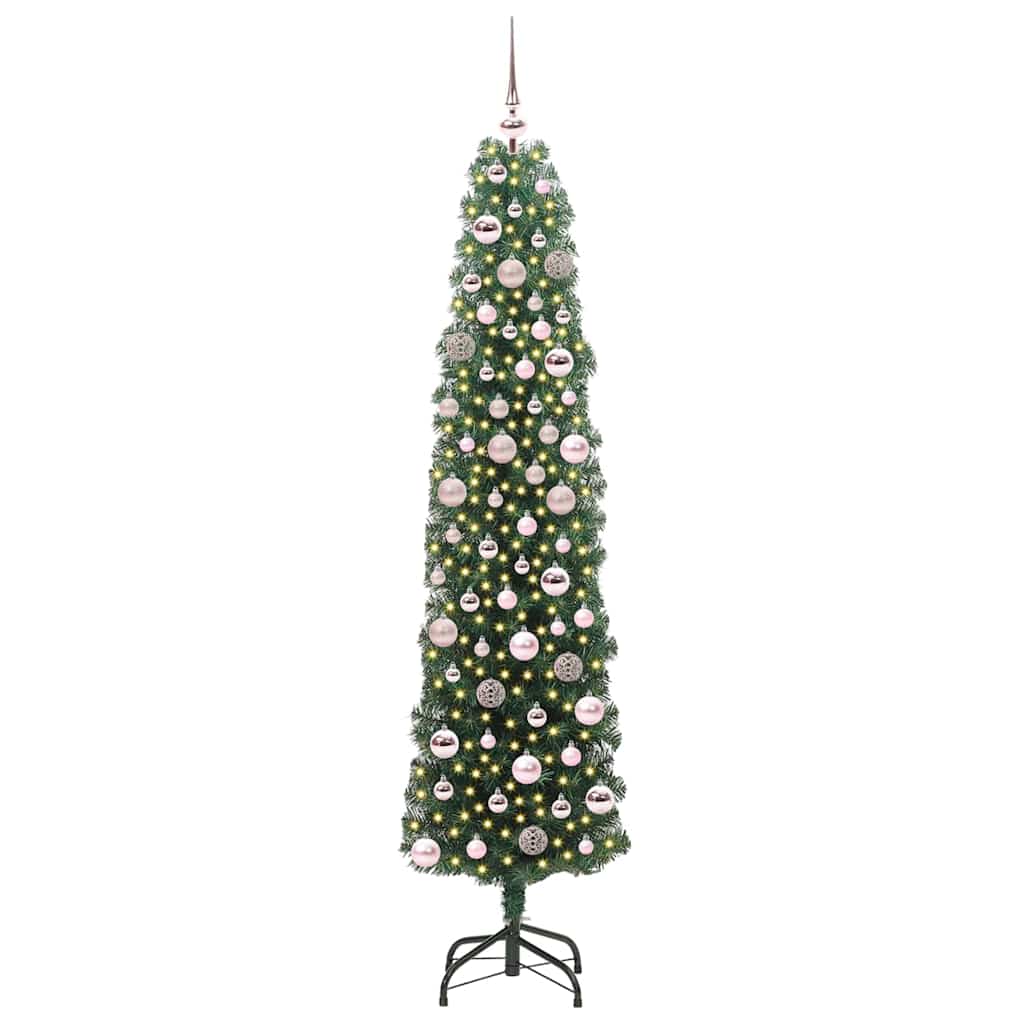 Kunstkerstboom Groen 180 cm PVC en Staal en Kunststof
