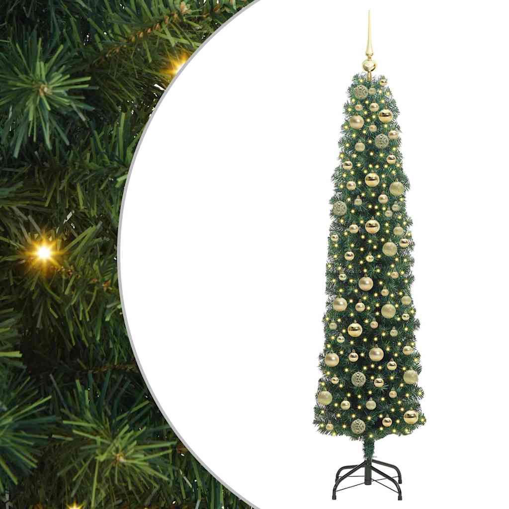 Kunstkerstboom Groen 180 cm PVC en Staal en Kunststof