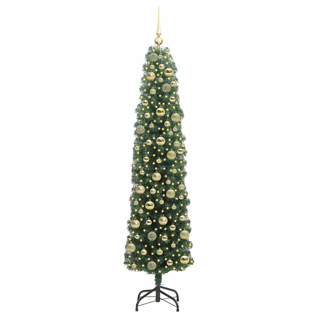 Kunstkerstboom Groen 180 cm PVC en Staal en Kunststof