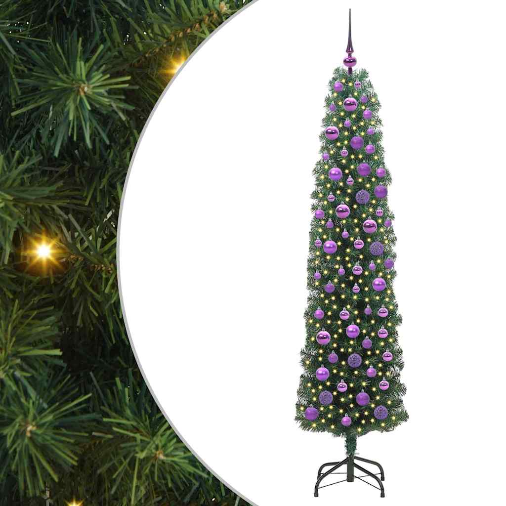 Kunstkerstboom Groen 180 cm PVC en Staal en Kunststof