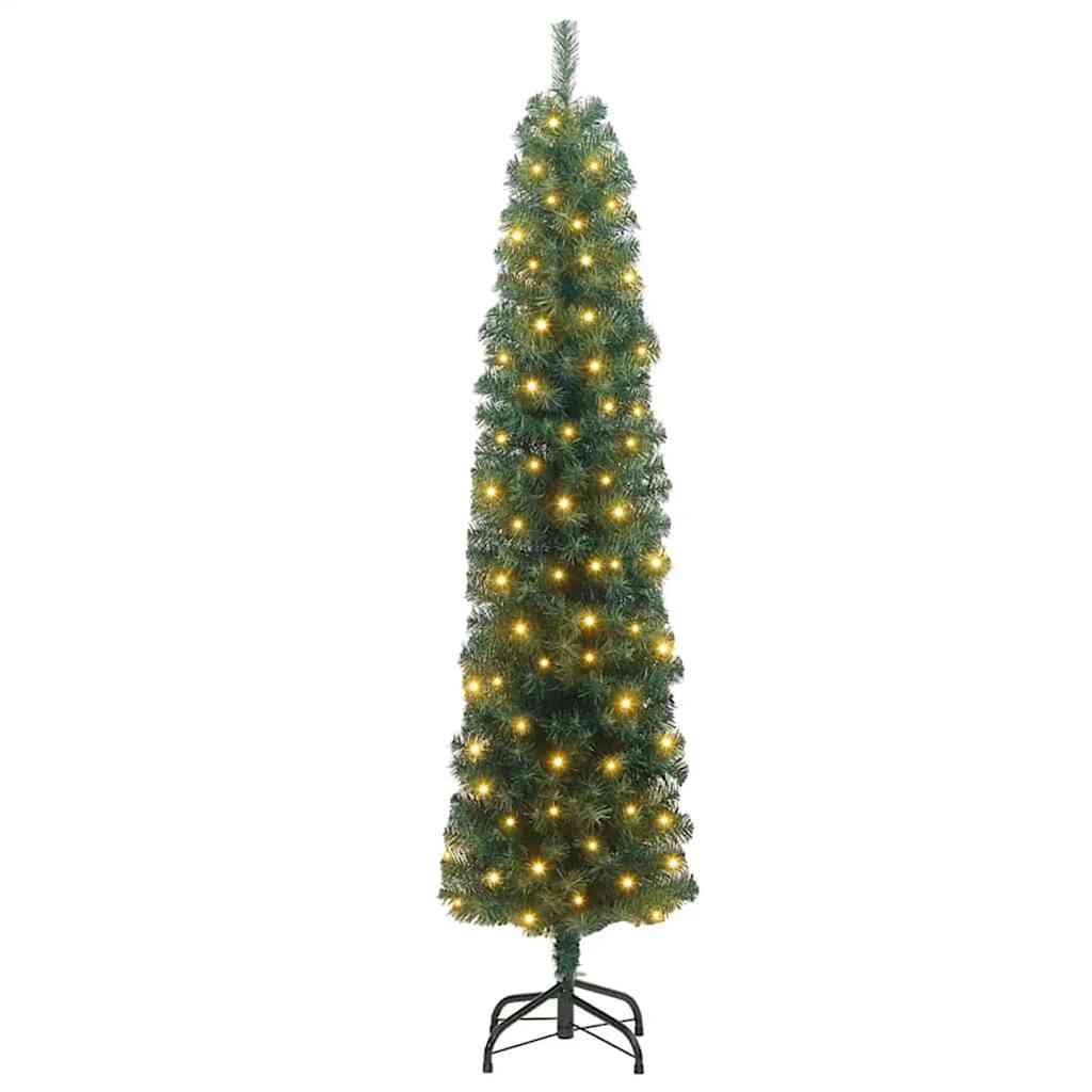 Kunstkerstboom Groen 210 cm PVC en Staal en Kunststof