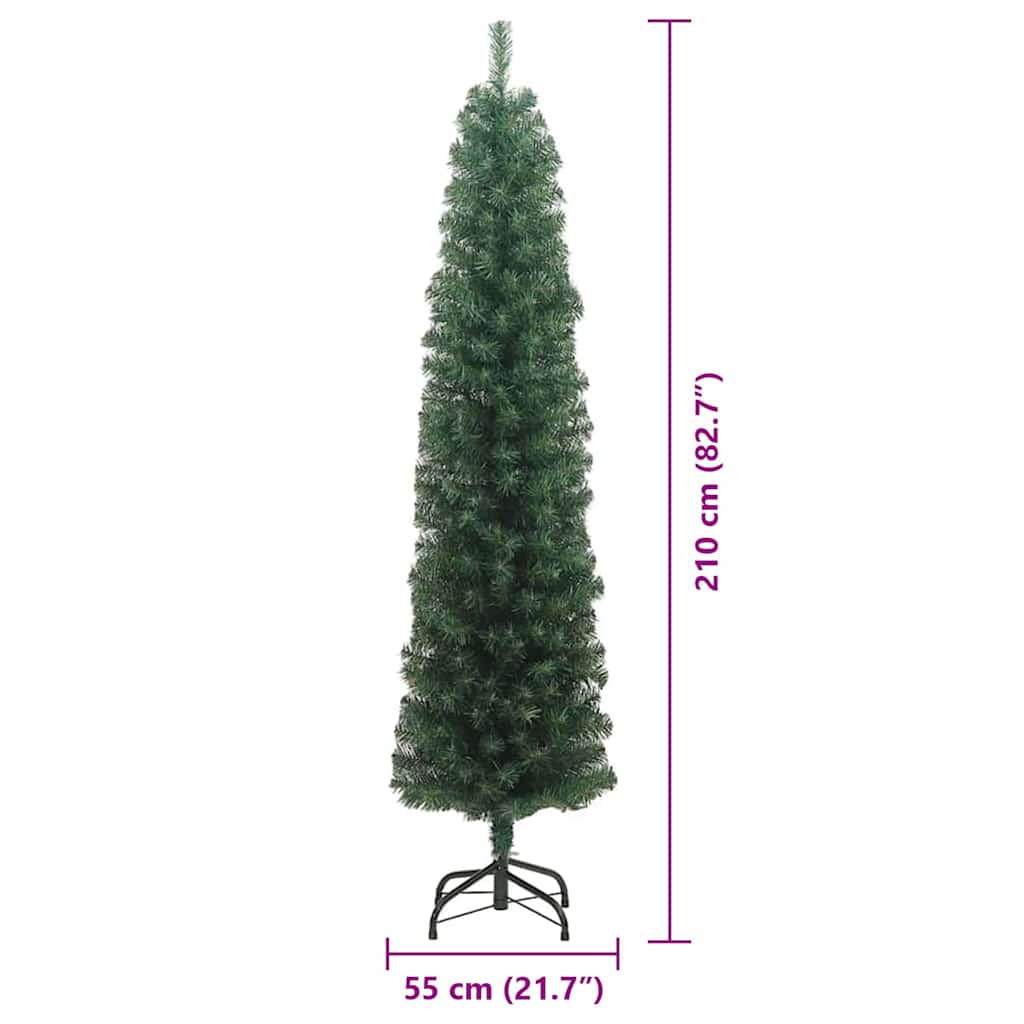 Kunstkerstboom Groen 210 cm PVC en Staal en Kunststof