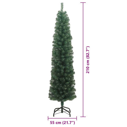 Kunstkerstboom Groen 210 cm PVC en Staal en Kunststof