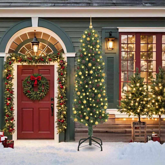 Kunstkerstboom Groen 210 cm PVC en Staal en Kunststof