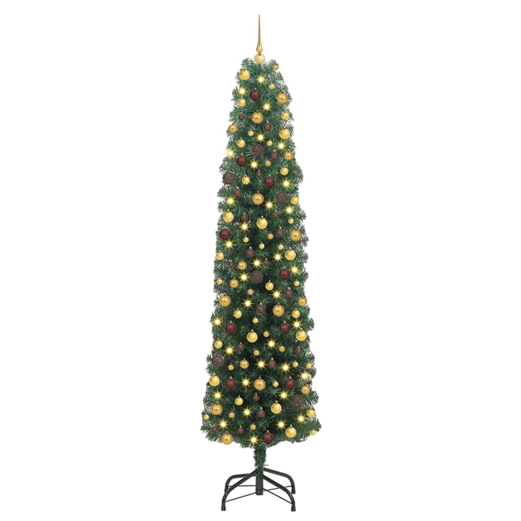 Kunstkerstboom Groen 210 cm PVC en Staal en Kunststof
