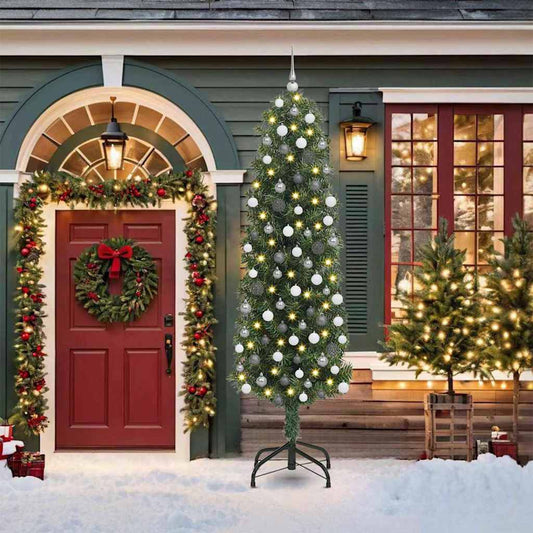 Kunstkerstboom Groen 210 cm PVC en Staal en Kunststof