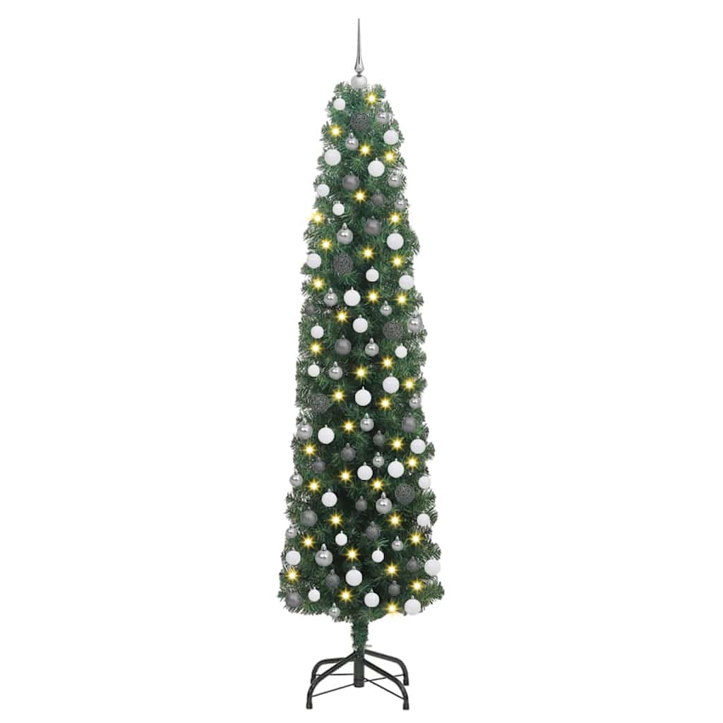 Kunstkerstboom Groen 210 cm PVC en Staal en Kunststof