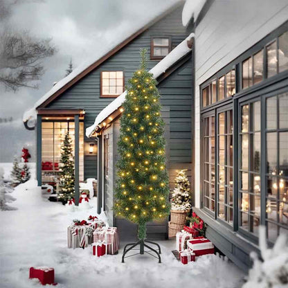 Kunstkerstboom Groen 240 cm PVC en Staal en Kunststof