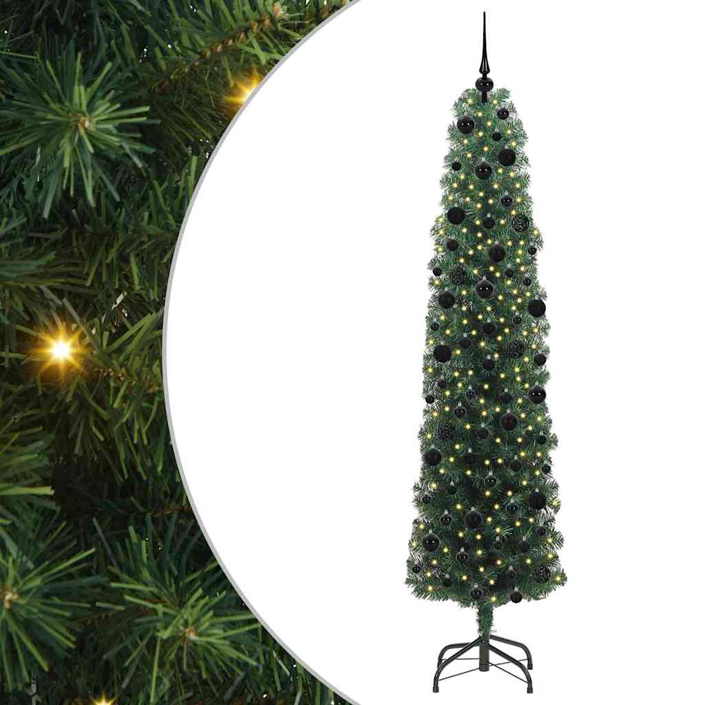 Kunstkerstboom Groen 240 cm PVC en Staal en Kunststof