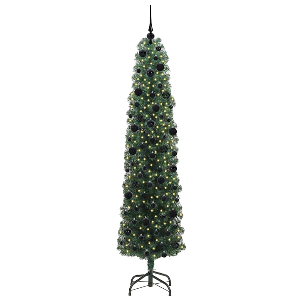 Kunstkerstboom Groen 240 cm PVC en Staal en Kunststof