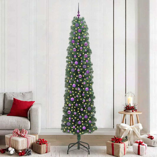 Kunstkerstboom Groen 240 cm PVC en Staal en Kunststof