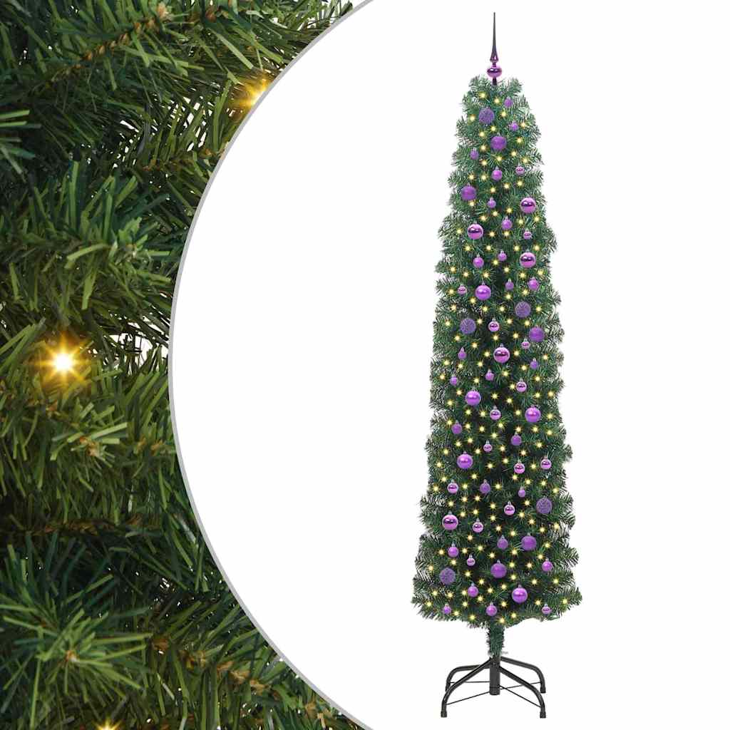 Kunstkerstboom Groen 240 cm PVC en Staal en Kunststof