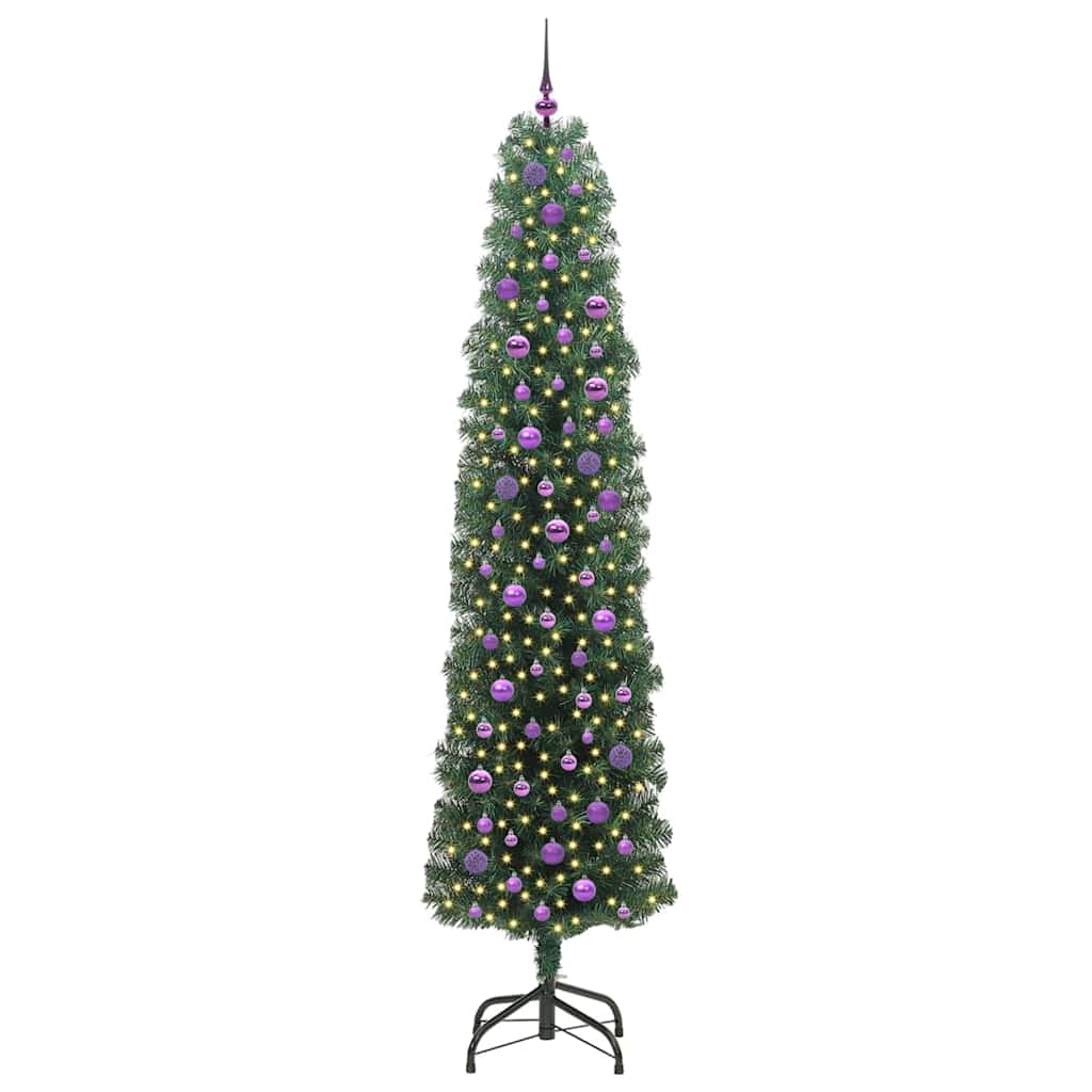 Kunstkerstboom Groen 240 cm PVC en Staal en Kunststof