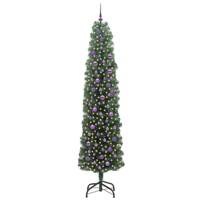 Kunstkerstboom Groen 240 cm PVC en Staal en Kunststof