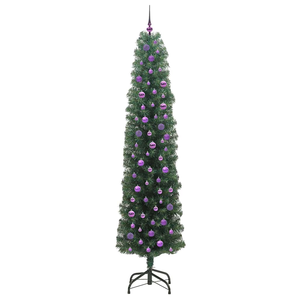 Kunstkerstboom Groen 240 cm PVC en Staal en Kunststof