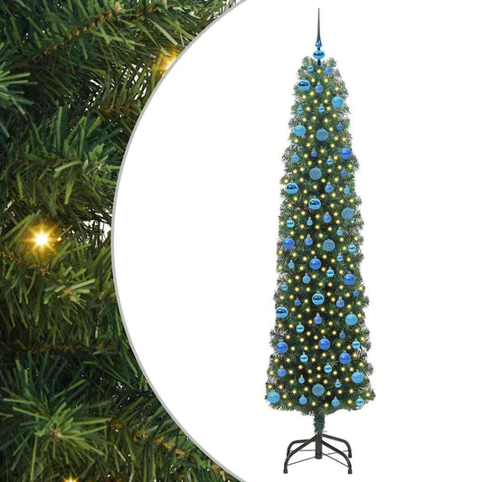 Kunstkerstboom Groen 240 cm PVC en Staal en Kunststof