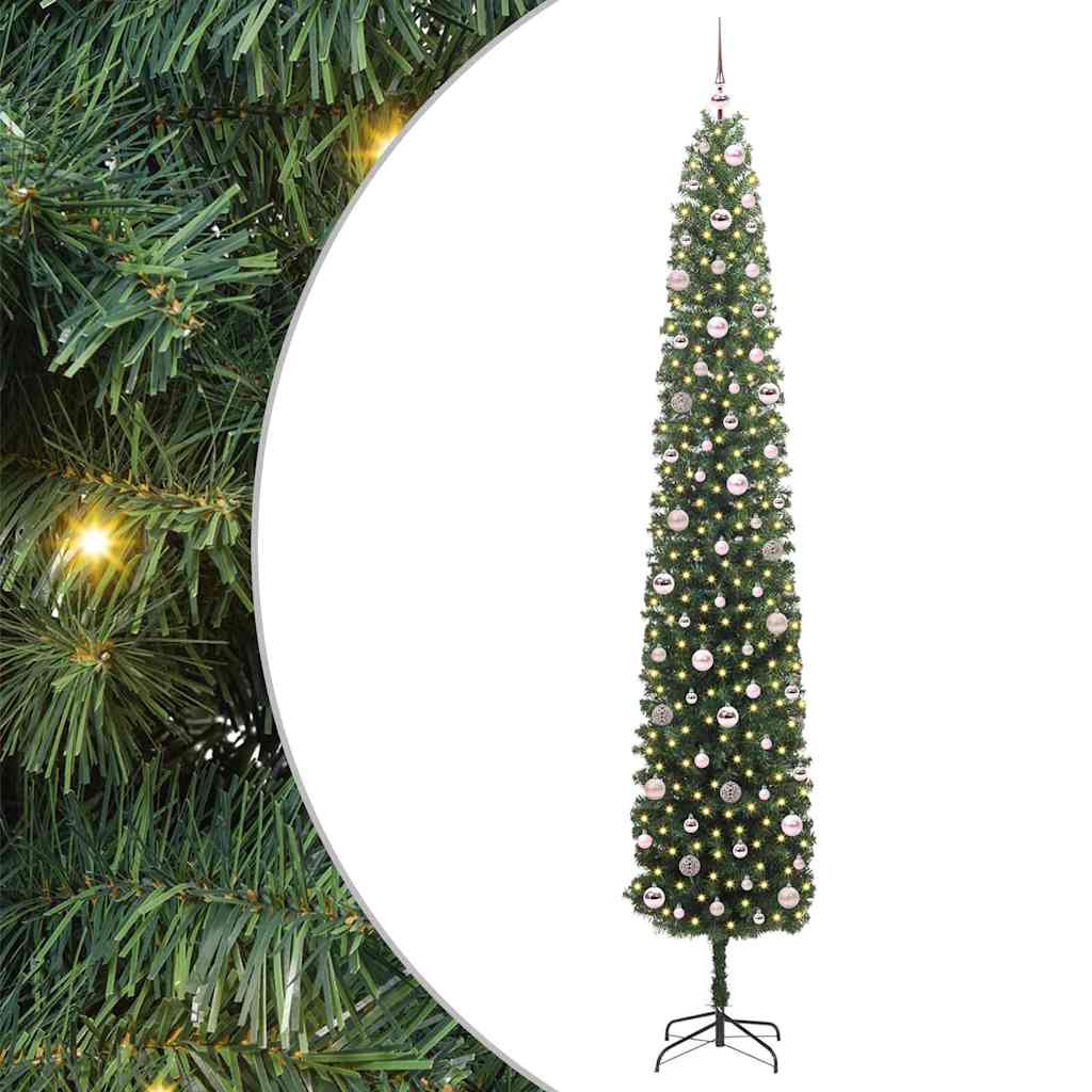 Kunstkerstboom Groen 270 cm PVC en Staal en Kunststof