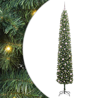 Kunstkerstboom Groen 270 cm PVC en Staal en Kunststof