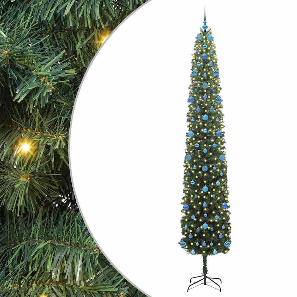 Kunstkerstboom Groen 270 cm PVC en Staal en Kunststof