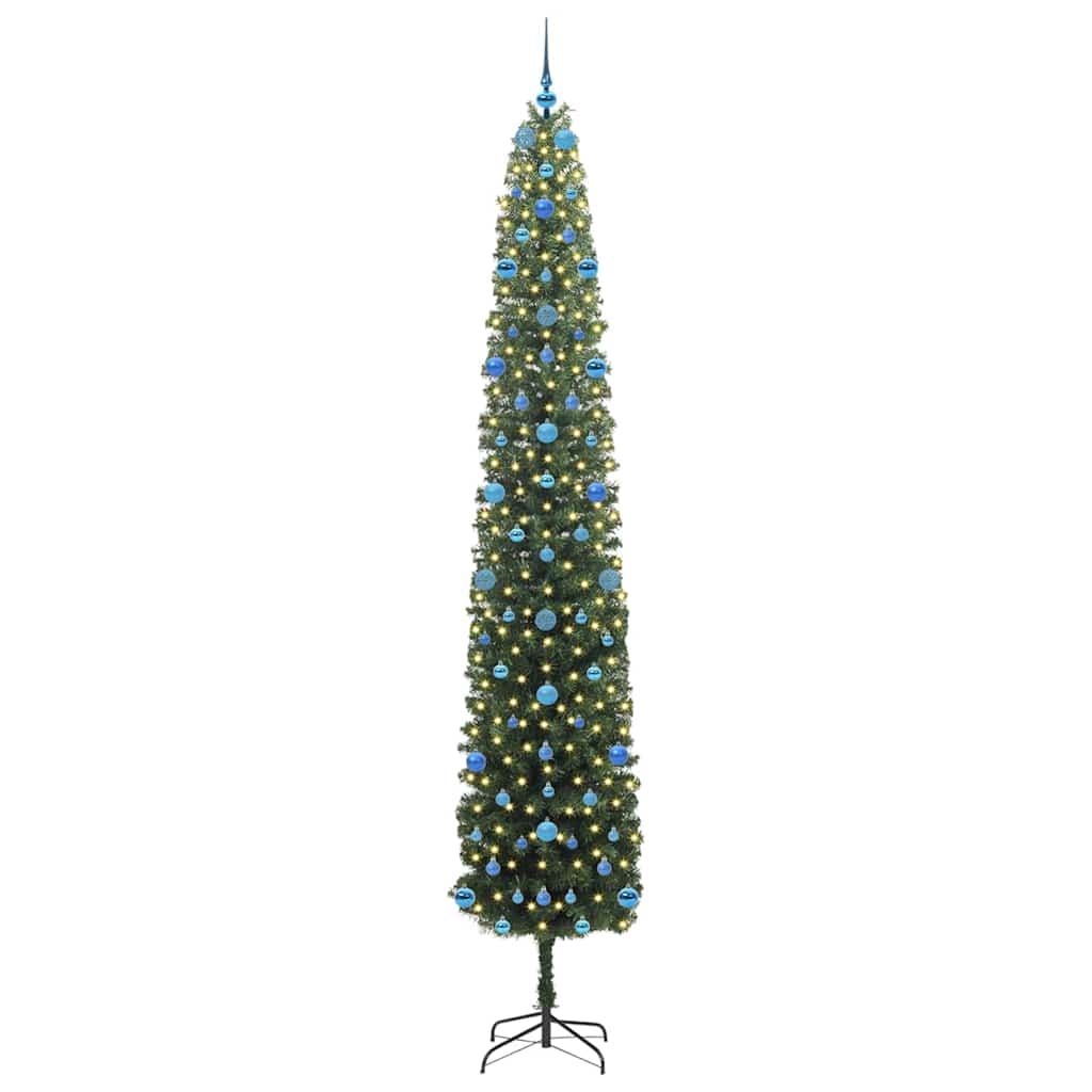 Kunstkerstboom Groen 270 cm PVC en Staal en Kunststof