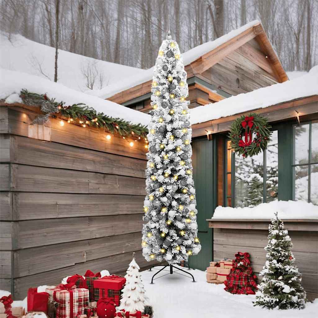 Kunstkerstboom Groen 240 cm PVC en Staal en Kunststof