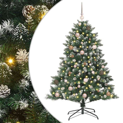 Kunstkerstboom met 150 LED Groen 150 cm PVC en Plastic en Staal