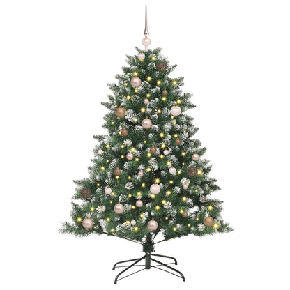 Kunstkerstboom met 150 LED Groen 150 cm PVC en Plastic en Staal