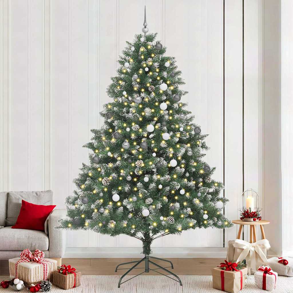 Kunstkerstboom met 300 LED Groen 240 cm PVC en Plastic en Staal