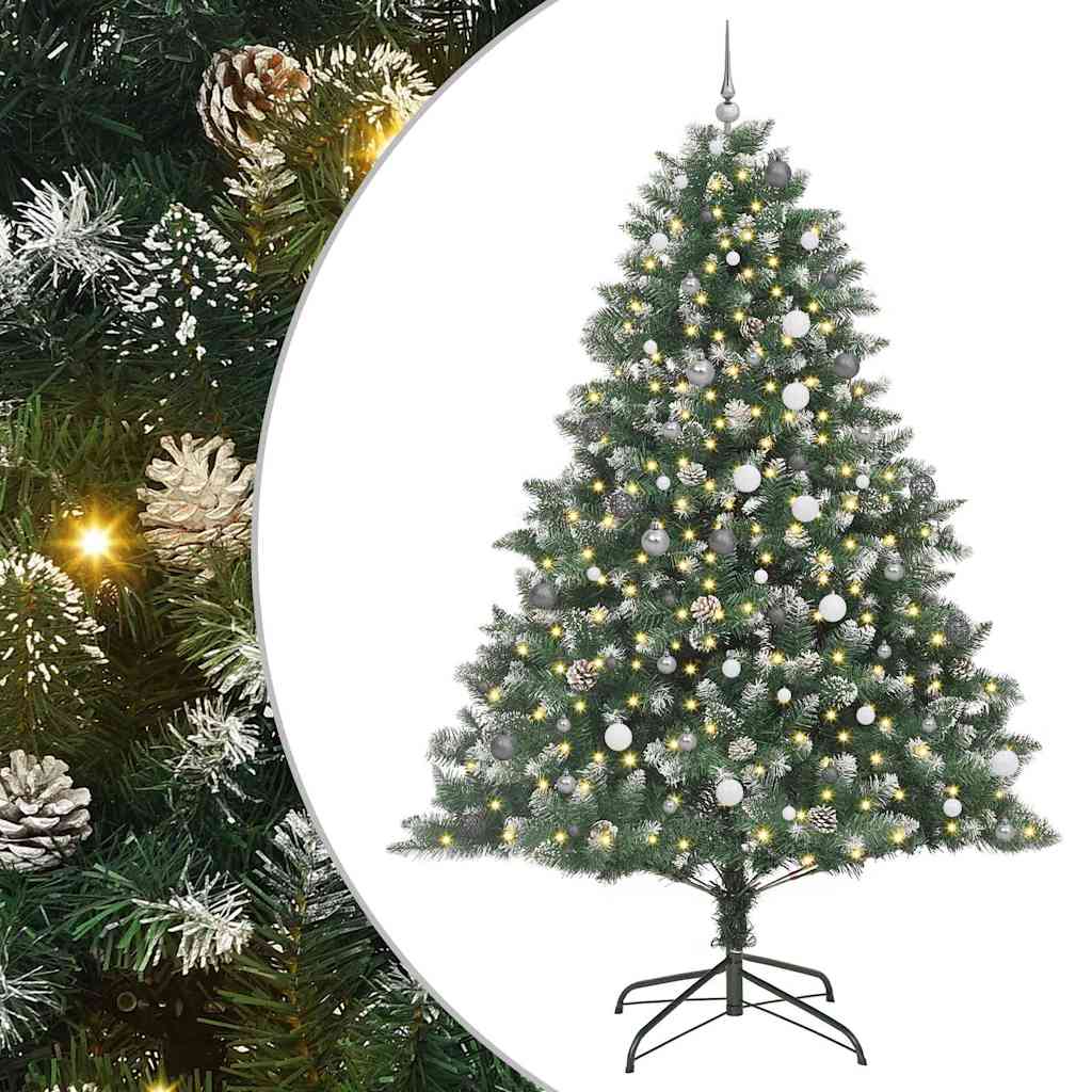 Kunstkerstboom met 300 LED Groen 240 cm PVC en Plastic en Staal