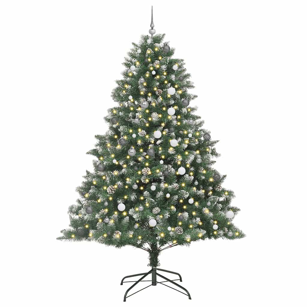 Kunstkerstboom met 300 LED Groen 240 cm PVC en Plastic en Staal