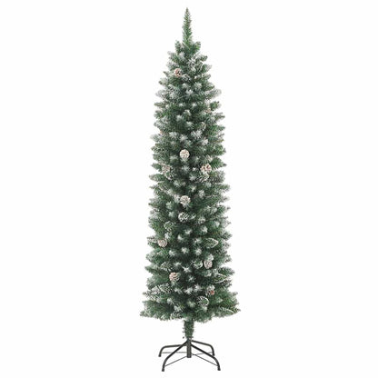 Kunstmatige slanke kerstboom met 300 LED Groen en Wit 180 cm