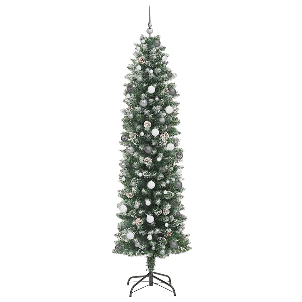 Kunstmatige slanke kerstboom met 300 LED Groen en Wit 240 cm