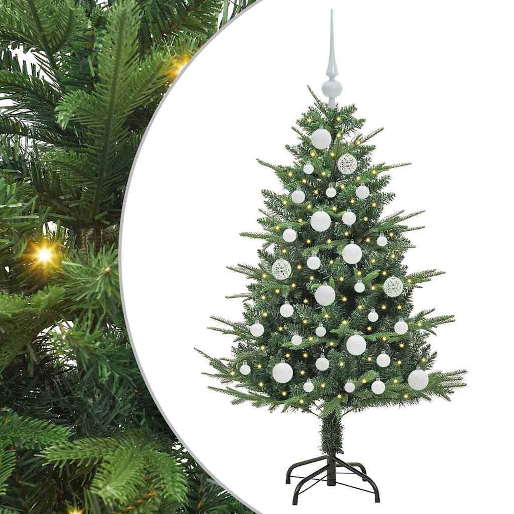 Kunstmatige Vorstverlichte Kerstboom met Bal Set Groen 120 cm