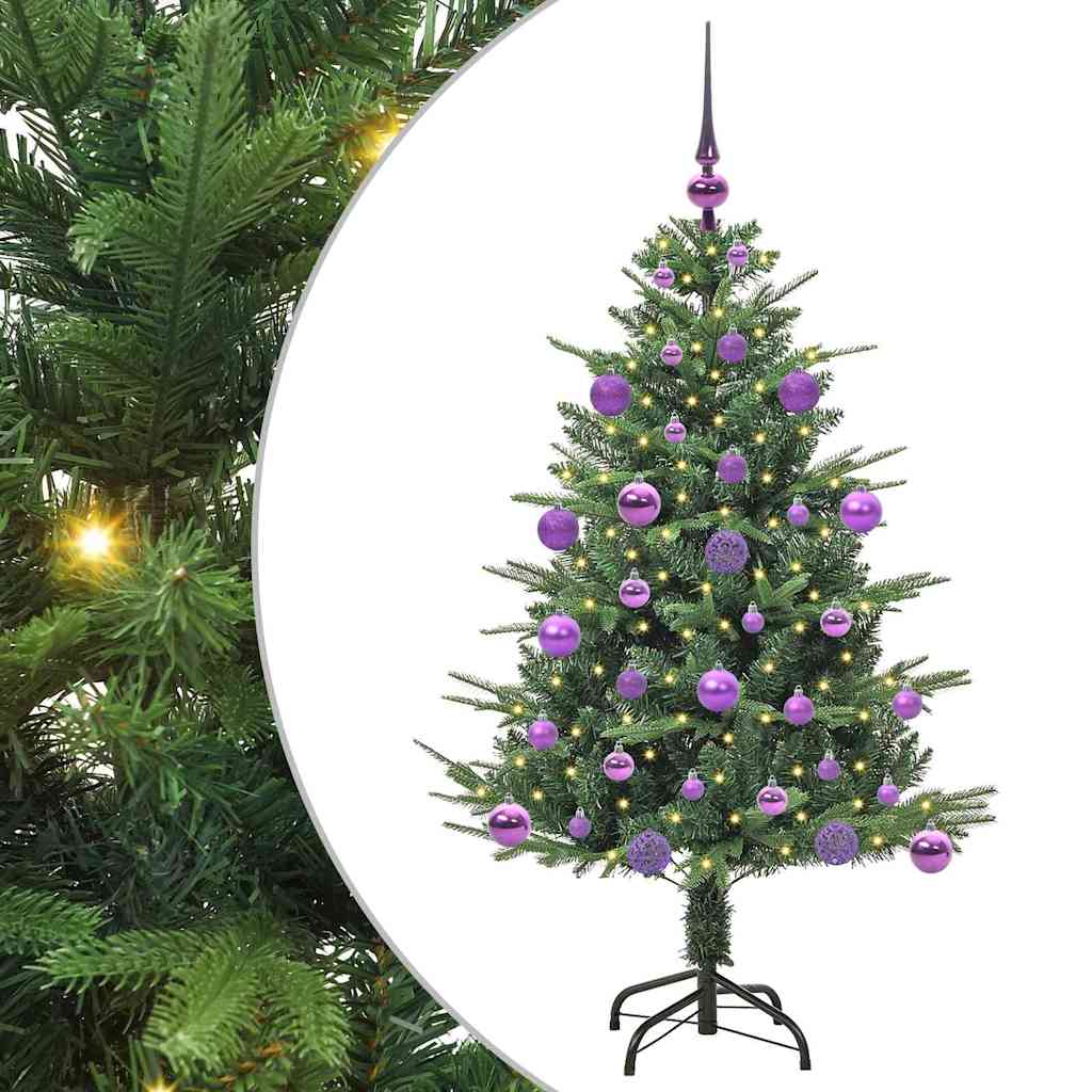 Kunstmatige Vorstverlichte Kerstboom met Bal Set Groen 120 cm