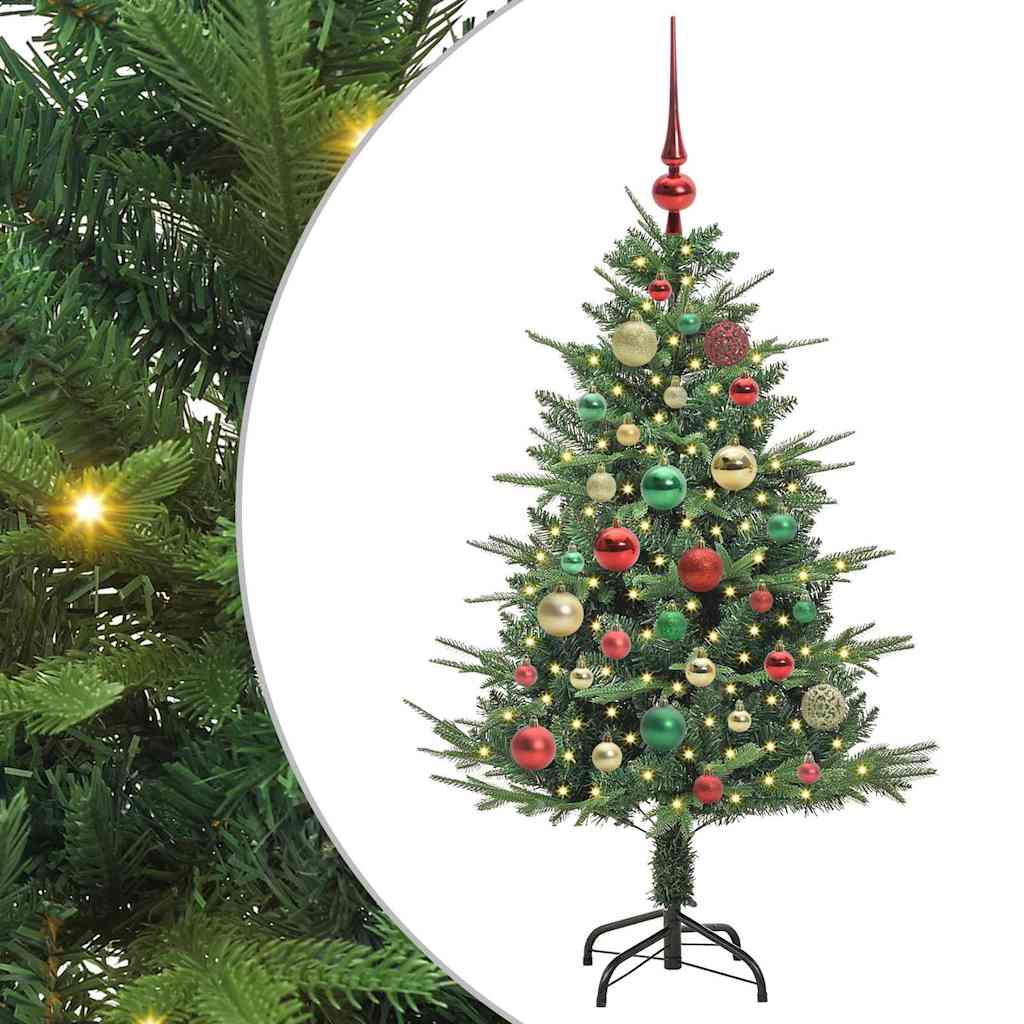 Kunstmatige Vorstverlichte Kerstboom met Bal Set Groen 120 cm