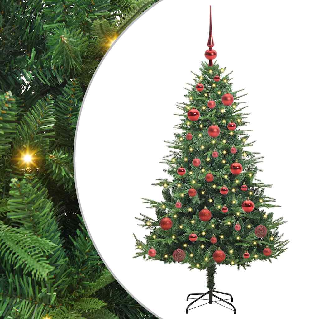 Kunstmatige Vorstverlichte Kerstboom met Bal Set Groen 150 cm