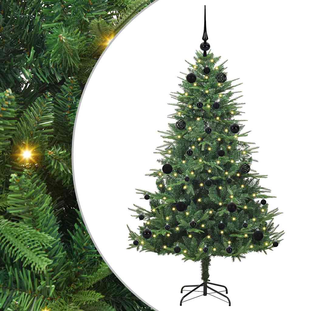 Kunstmatige Vorstverlichte Kerstboom met Bal Set Groen 150 cm