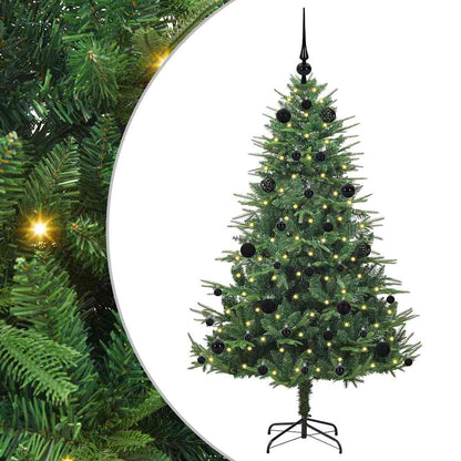 Kunstmatige Vorstverlichte Kerstboom met Bal Set Groen 150 cm