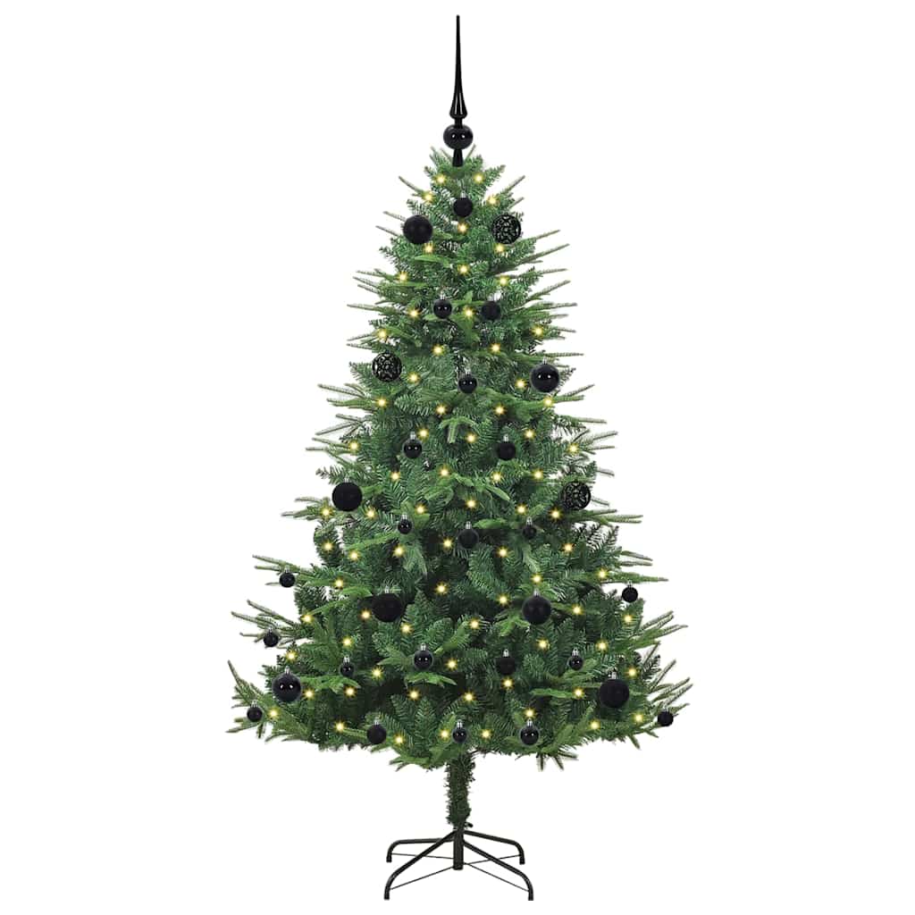 Kunstmatige Vorstverlichte Kerstboom met Bal Set Groen 150 cm